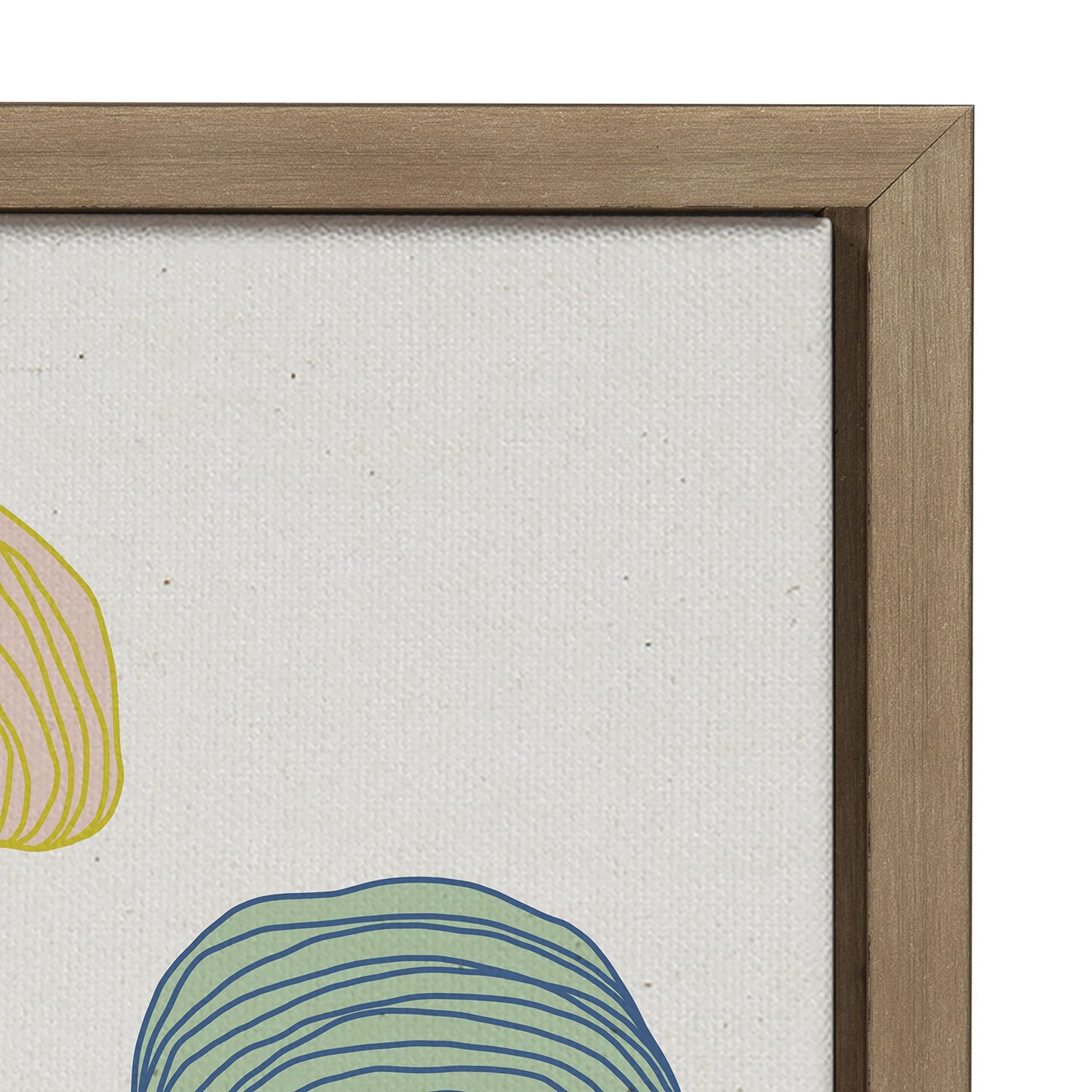 Kate and Laurel x Alicia Schultz Collaboration Found Framed Linen Textured Canvas Wall Art by Alicia Schultz, 18x24 Gold, Colorful Beachy Shell Art for Wall