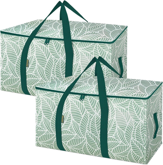 BALEINE Oversized Moving Bags - Heavy-Duty Storage Tote with Reinforced Handles | 2-Pack Antique Foliage