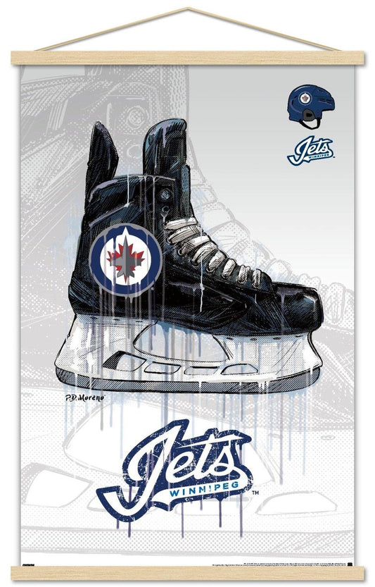 Trends International NHL Winnipeg Jets - Drip Skate 21 Wall Poster, 22.375" x 34", Premium Print and Beechwood Hanger Bundle