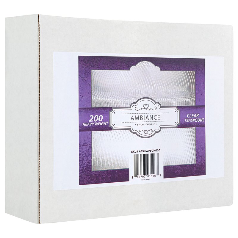 Heavy Weight Disposable Plastic Spoons, Food Grade Heavy Duty Plastic Silverware, Tea Spoons, Clear Cutlery 200/Box