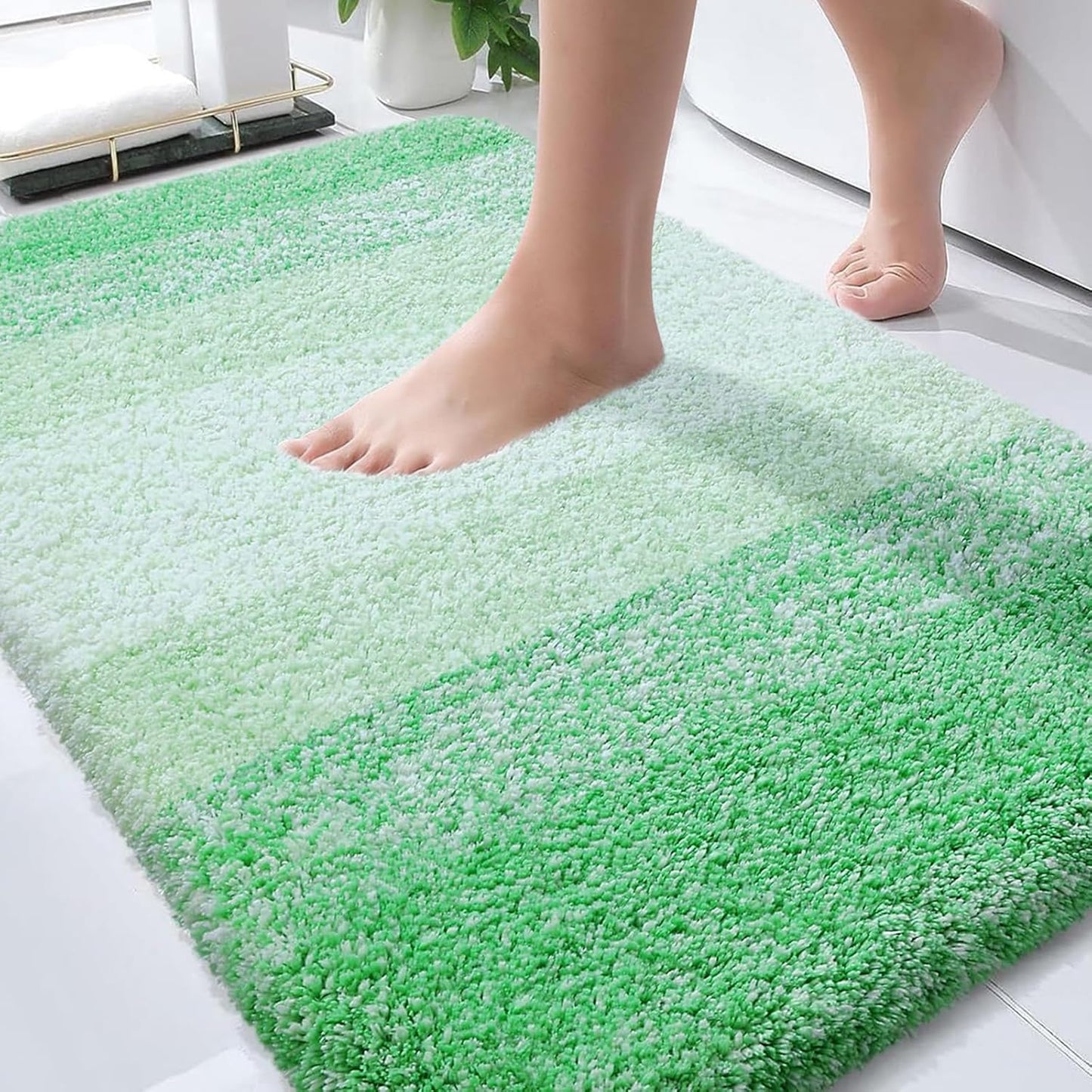 OLANLY Bathroom Rugs - Extra Soft Microfiber Mat | Quick-Dry, Machine Washable, 30x20, Green