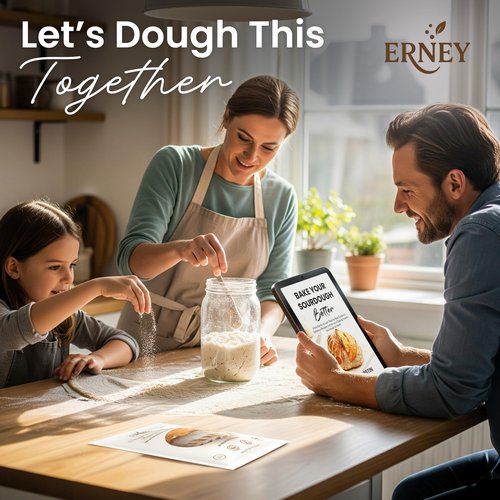 ERNEY Dehydrated Sourdough Starter for Bread Making - Perfect Rise Organic Sourdough Bread Flour with Instruction - Versatile Homemade Pastry Flour Perfect for Artisan Loaf Pizza Muffins - 1 pack