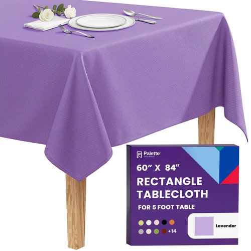 Gee Di Moda Rectangle Tablecloth - 60 x 84 Inch Lavender Table Cloth for 5 Foot Rectangle Tables - Heavy Duty Washable Fabric - for Holiday Party, Dinner, Weddings, Baby Shower & Events