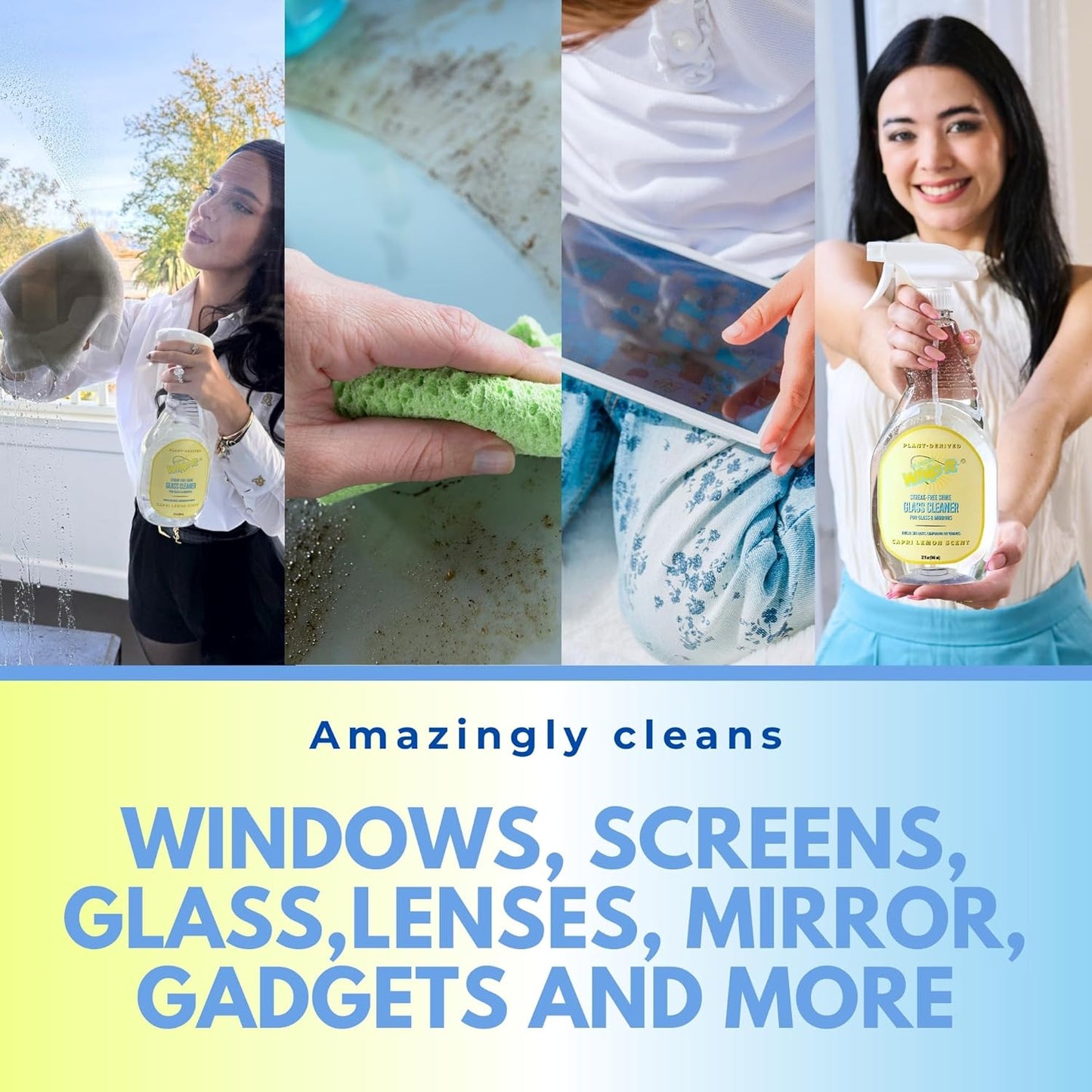 Whip-It Capri Glass Surface Cleaner Spray - Streak-Free Multi-Surface Cleaner for Tough Stains - 32oz