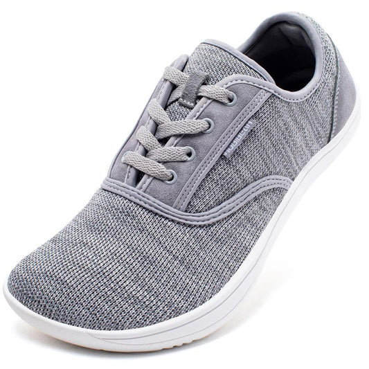 HOBIBEAR Wide-Toe-Box Barefoot Shoes for Mens Womens Minimalist Breathable Trail Running Walking Shoes Light Gray 12.5 Wide Women/11.5 Wide Men