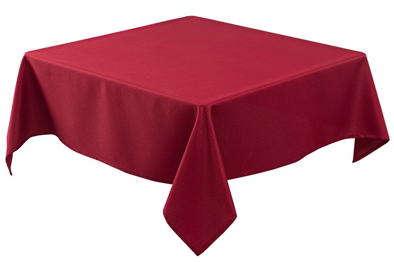 Biscaynebay Textured Fabric Christmas Square Tablecloths 54x54 Inches, Red Water Resistant Spill Proof Tablecloths for Dining, Kitchen, Wedding and Parties, Machine Washable