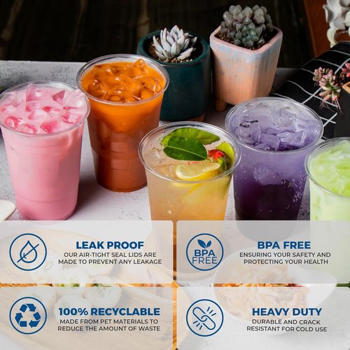 Freshware Clear Plastic Cups - 20 oz Disposable Cups for Iced Coffee, Smoothies & Cold Drinks | 100 Pack