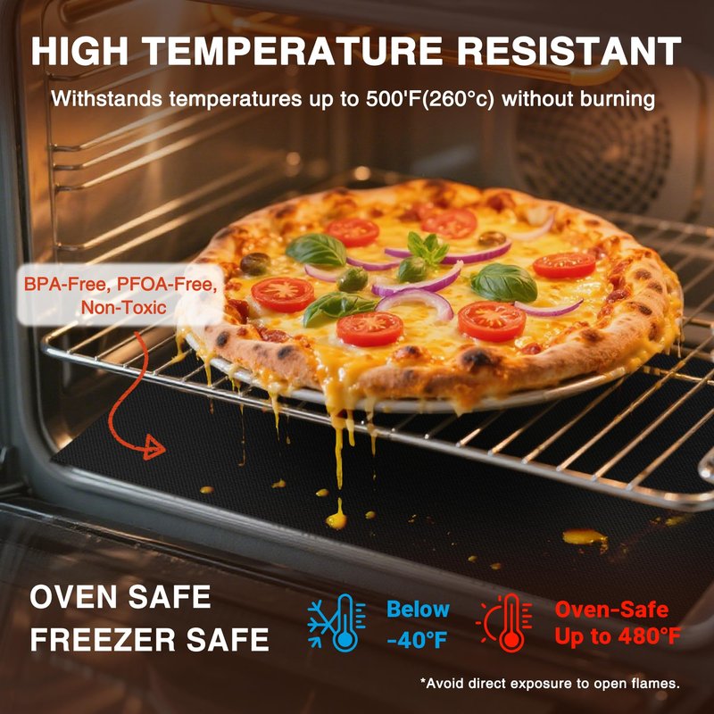 PrettyCare Oven Liners for Bottom of Oven - 2 Pack Large Heavy Duty Mats, 17”x25” Non-Stick Reusable Liner for Electric, Gas, Toasters, Grills - BPA & PFOA Free Kitchen Accessory