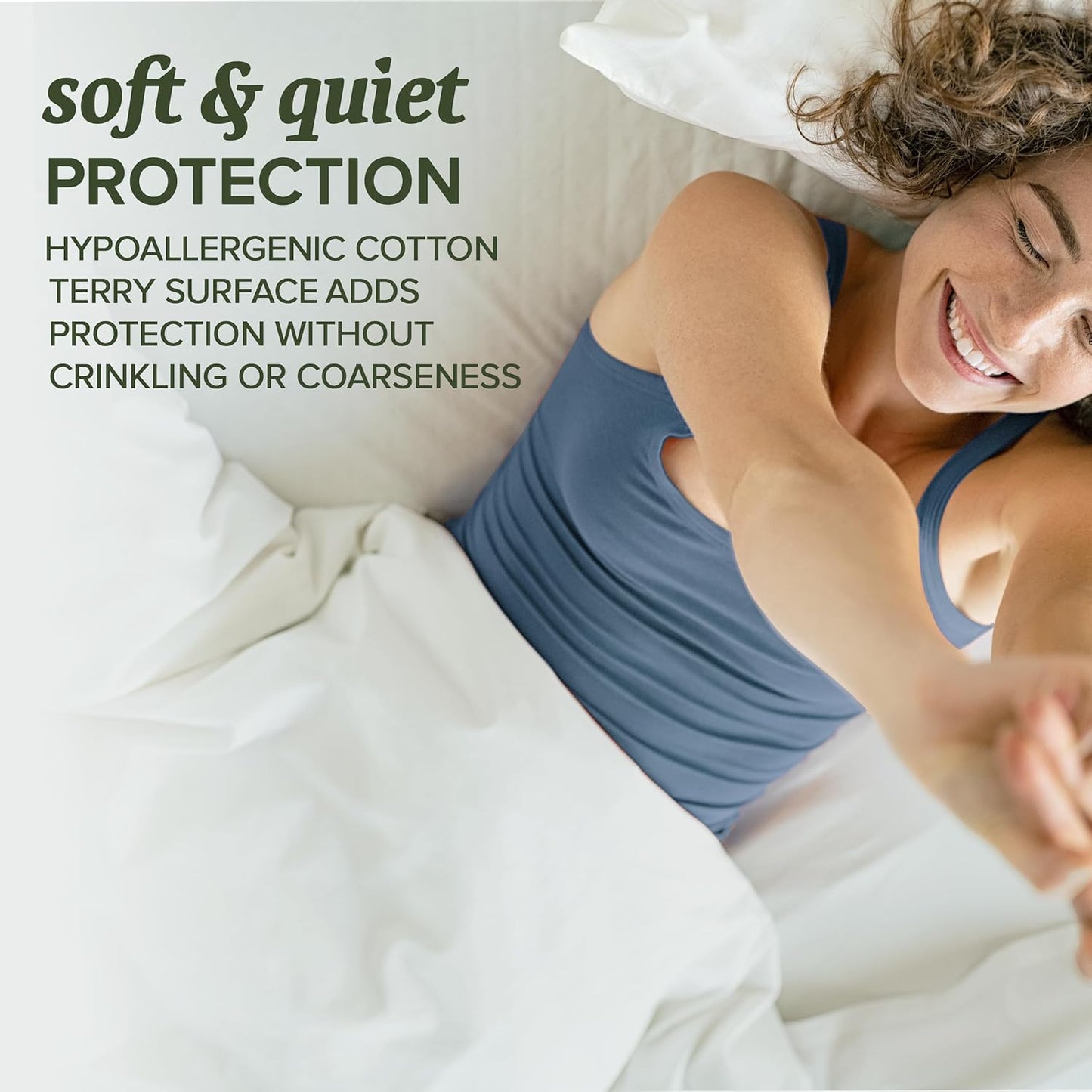 Beckham Hotel Collection Mattress Protector - Silent Waterproof Cotton Blend, Low-Profile Design, Queen Size