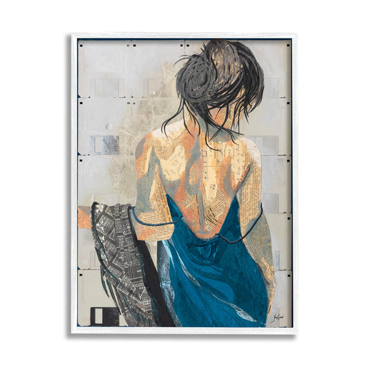 Girl with Music Notes Collage, 16 x 20 Inch Framed Giclée Print