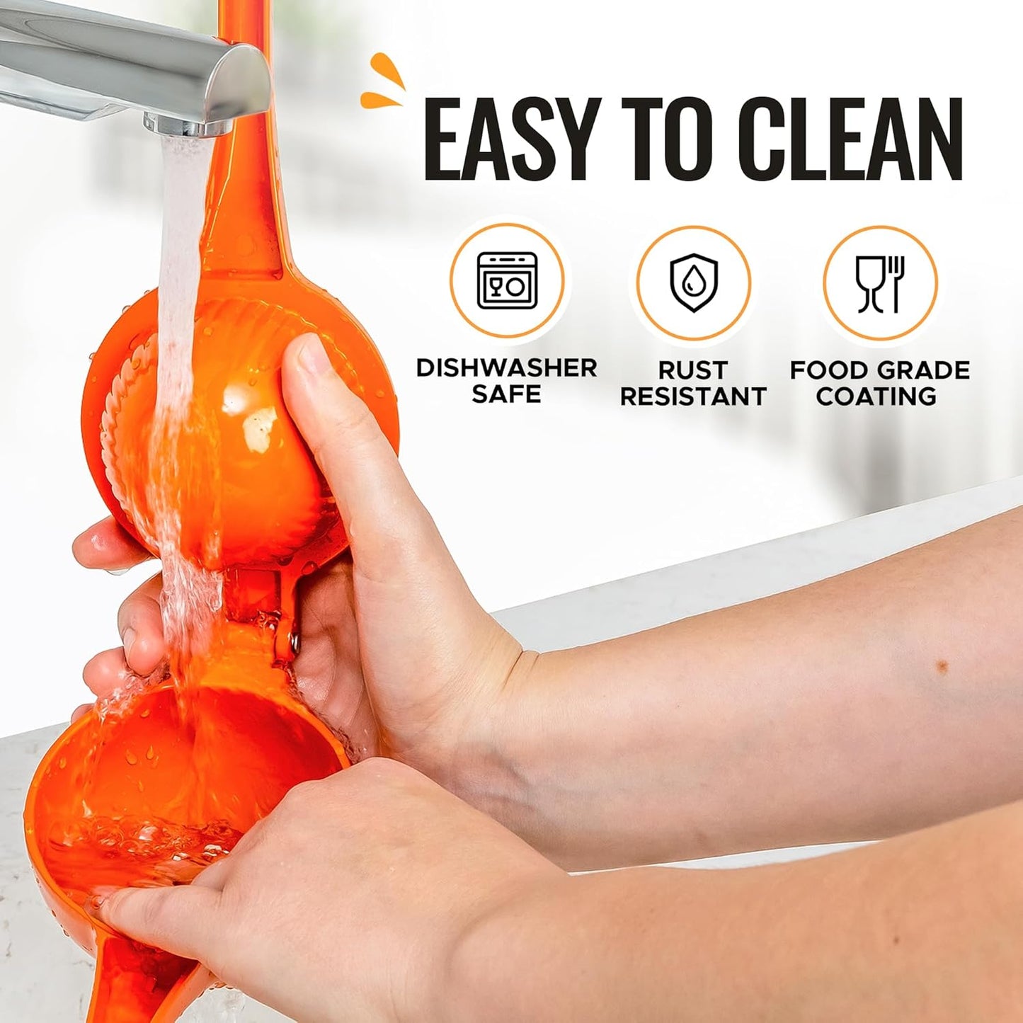 Zulay Kitchen Premium Metal Orange Squeezer - Heavy-Duty Citrus Juicer for Maximum Juice Extraction | Ergonomic & Dishwasher Safe (Orange)