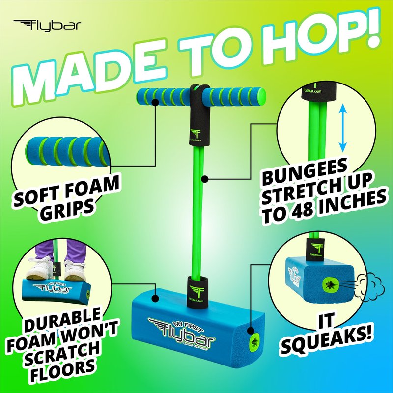 Flybar My First Foam Pogo Jumper for Kids Fun and Safe Pogo Stick,Durable Foam and Bungee Jumper for Ages 3-and up Toddler Toys,Supports up to 250lbs (Blue),(Pack of 6)