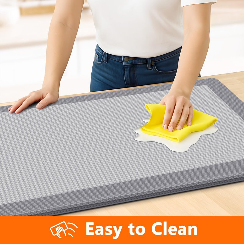 SofterCharm Kitchen Mats, 2PCS Kitchen Rugs for Floor, Cushioned Anti-Fatigue Mats for Kitchen Floor, Non-Slip Standing Desk Mat for Sink, Home, Laundry & Office, 17.3"x30"+17.3"x47" (Grey)