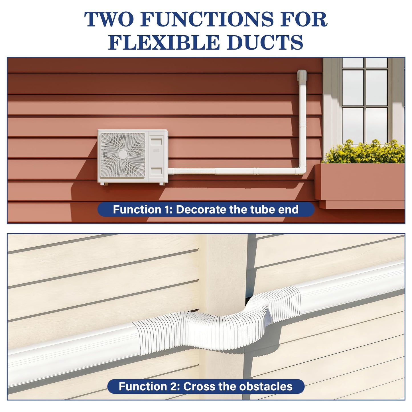 LyPrem 16.5Ft Mini Split Line Set Cover 4" PVC Line Cover Kit for Mini Split and Central Air Conditioner & Heat Pump