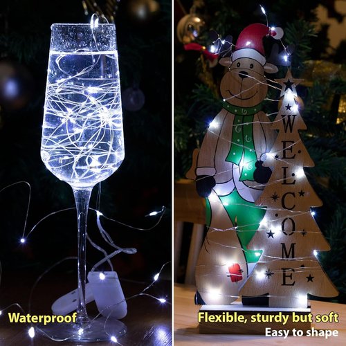 HXWEIYE Fairy Lights - 12 Pack Battery Operated 7ft Mini Twinkle String Lights for DIY Decor | White