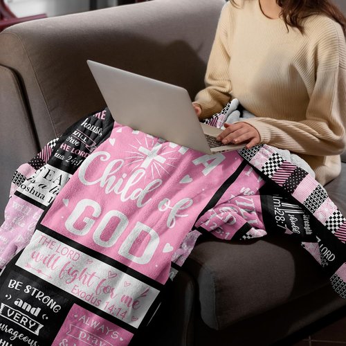 CUJUYO Christian Blanket for Women - Inspirational "I Am a Child of God" Design | 60"x50" Size