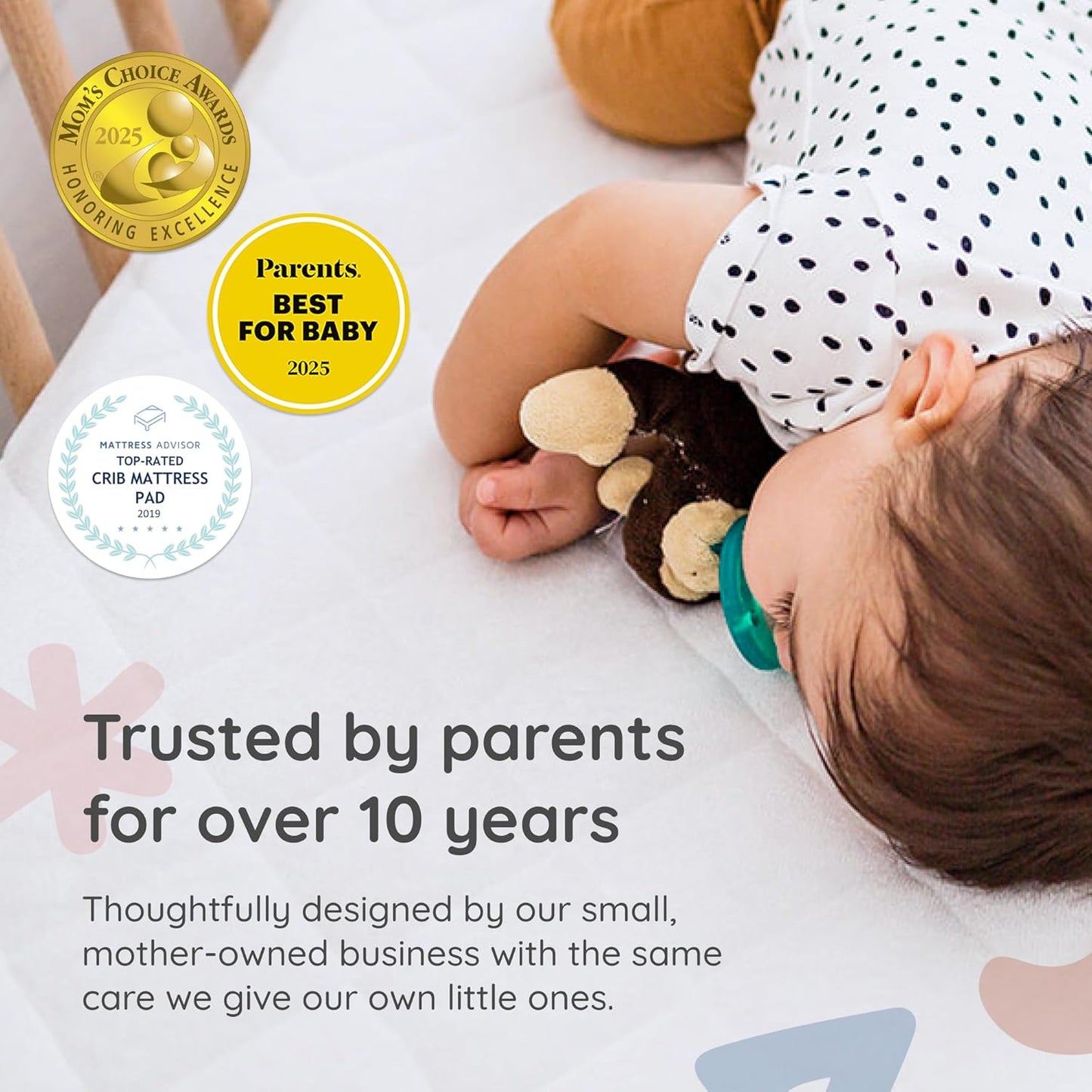Margaux & May Crib Mattress Protector - 100% Waterproof & Highly Absorbent Quilted Cover | 2 Pack, Oeko-TEX® Certified, Noiseless, Fits 28" x 52" Standard Cribs