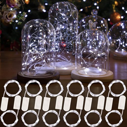 HXWEIYE Fairy Lights - 12 Pack Battery Operated 7ft Mini Twinkle String Lights for DIY Decor | White