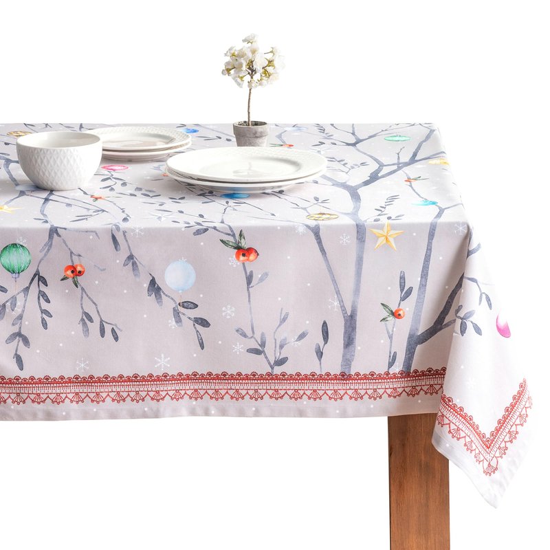Maison d' Hermine Table Cloth Rectangle Table 100% Cotton 60 x 108 Inches Fall Tablecloth Reusable Everyday Use for Thanksgiving Christmas Decorations Dining Farmhouse Party (Fairy Christmas)