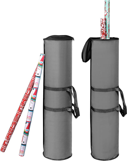 ProPik Wrapping Paper Storage Bag - Heavy-Duty Gift Wrap Organizer | Holds 48 Rolls, 40" Long | Gray