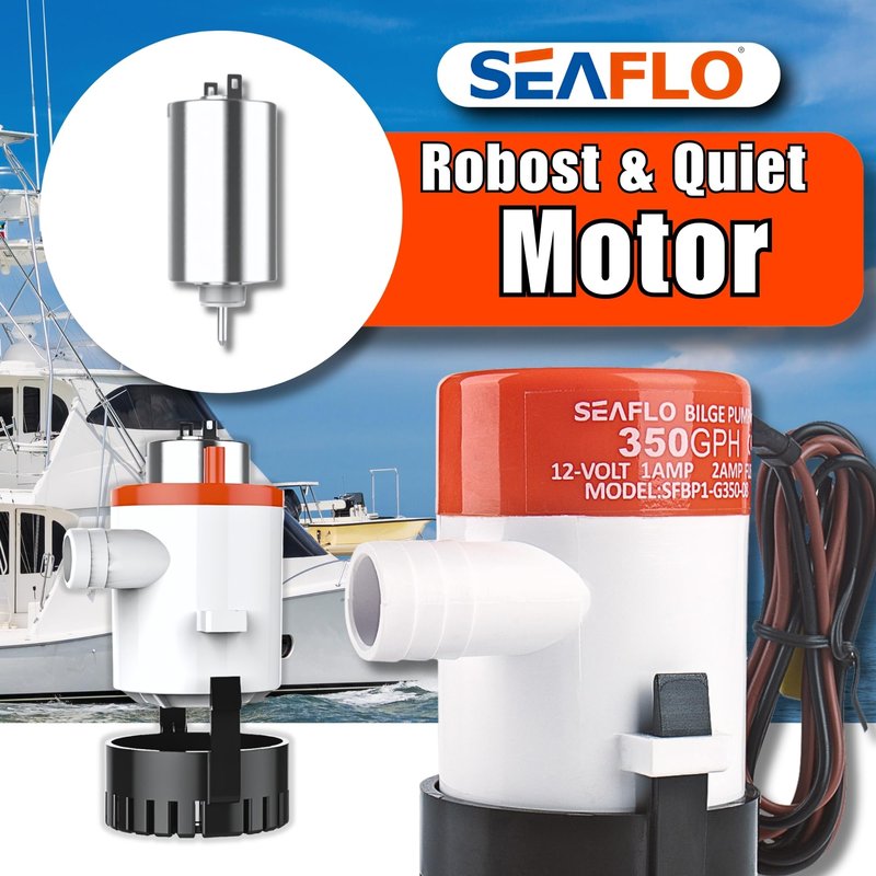 SEAFLO 01 Series 350 GPH Bilge Pump – 12V, 3/4" Outlet, Marine Submersible Pump with Anti-Airlock Protection, CE & Rohs Certified, 4-Year Warranty | Reliable for Boats and Marine Applications