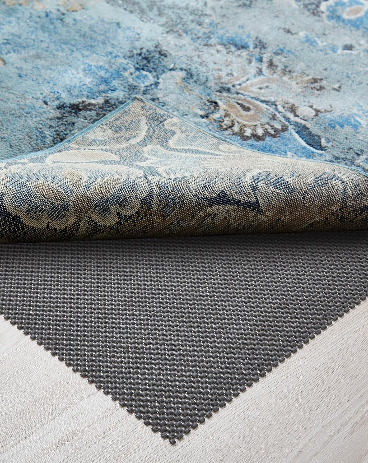 Veken Rug Gripper Pad - Non-Slip 2x4 Ft Area Rug Pad for Hardwood & Tile Floors - Thick Dark Grey Anti-Skid Mat