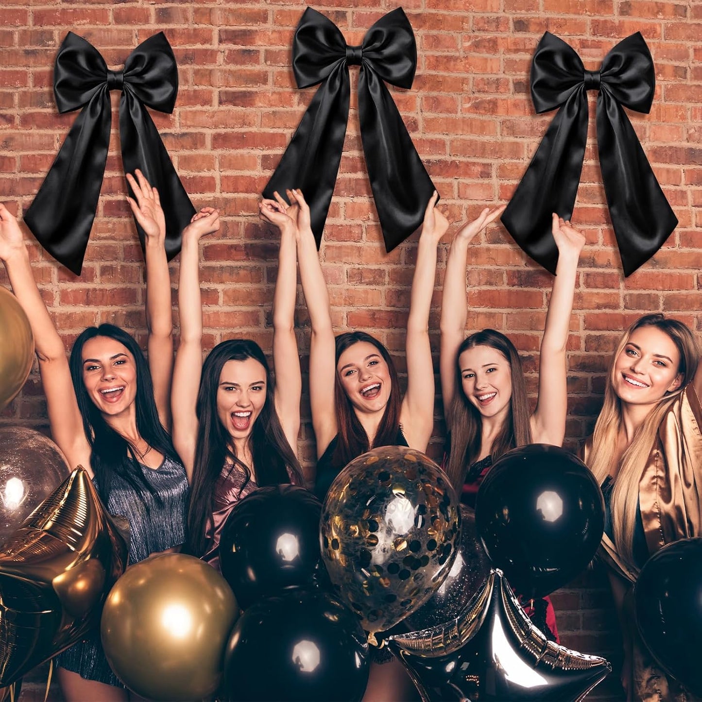Suncalla Large Satin Bow Decorations - 3 Pcs 2 FT for Weddings, Parties & Home Decor | Black