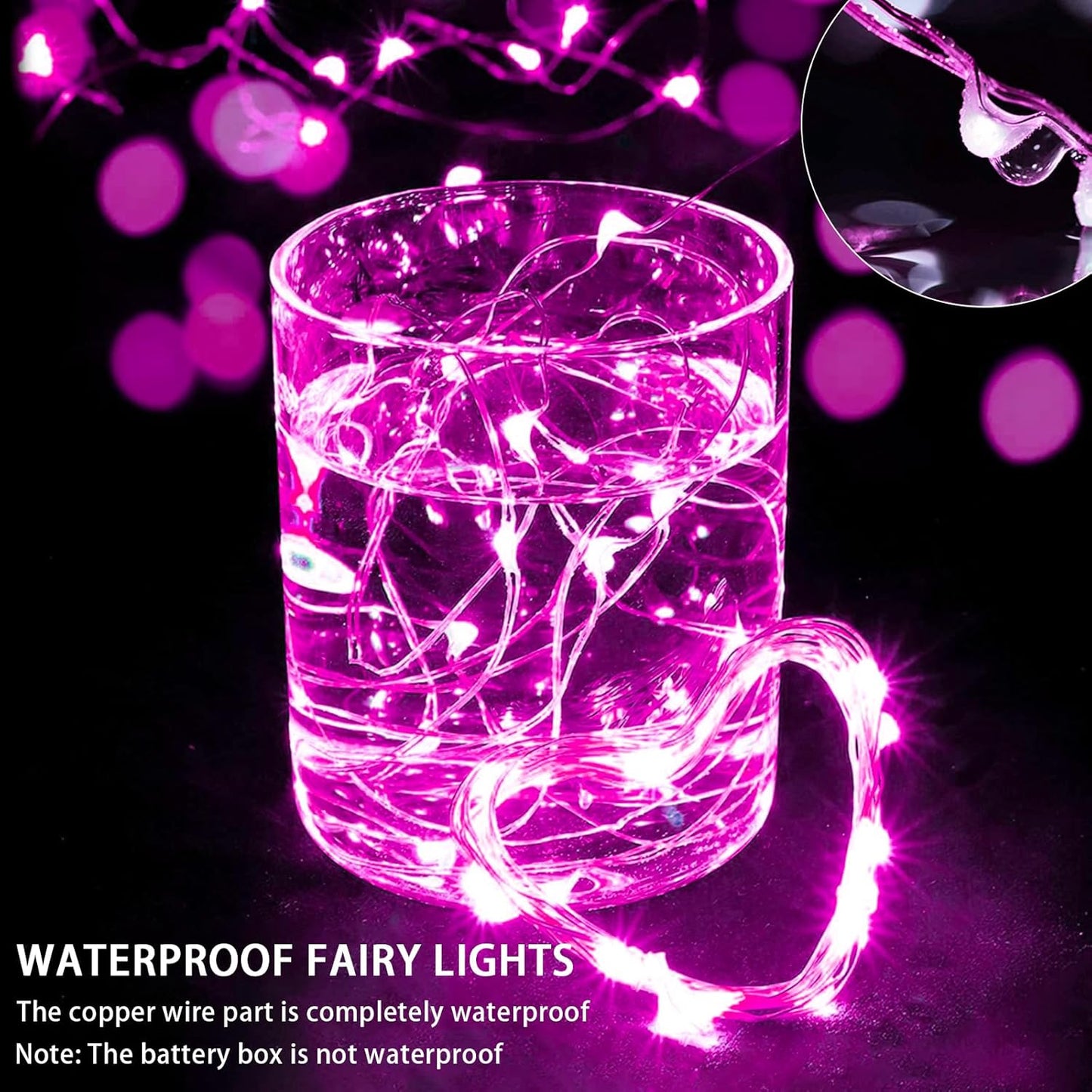 Skiennix 12-Pack Pink Fairy Lights - 7Ft 20 LED Twinkle String Lights | Battery Operated & Waterproof for Parties, Weddings, and Decor
