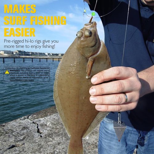 Dovesun High Low Rigs Fishing Saltwater 60lb Pre-Tied Hi/Lo Strong Unique T Knot Bottom Surf Fishing Rigs with 3/0 Hook 10PCS