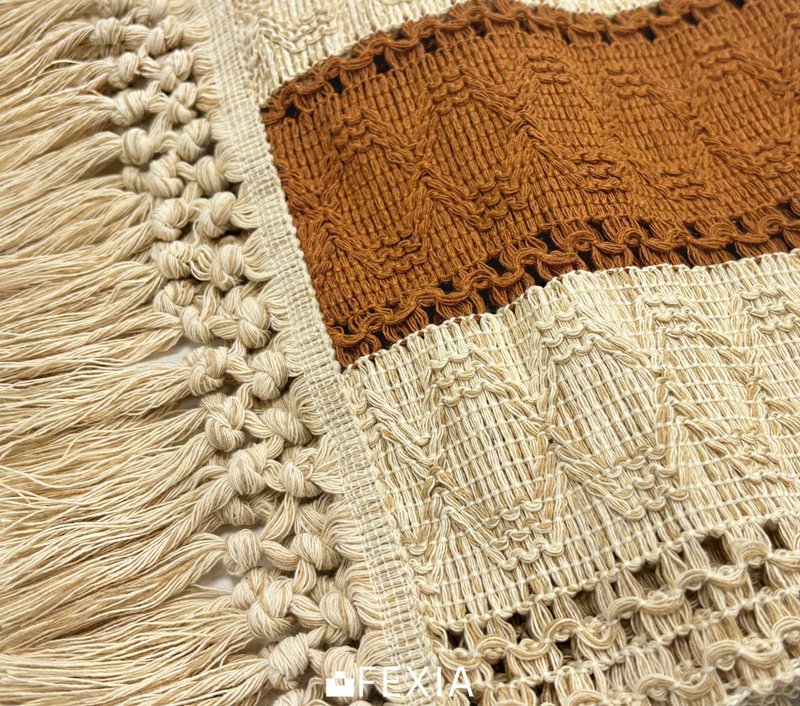 FEXIA Boho Table Runner 36 Inches Long Thanksgiving Decor Macrame Table Runner Farmhouse Stylewith Tassels for Party Bohemian Rustic Wedding Bridal Shower Dining Decor Middle Brown (12x36 Inches)