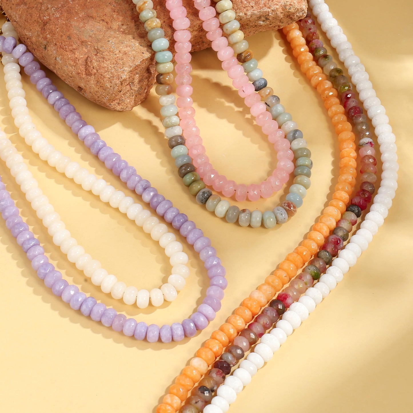 Badu Yellow Gemstone Beaded Necklace for Women Natural Stone Bead Beach Choker Necklace Fashion Trendy Jewelry Gifts