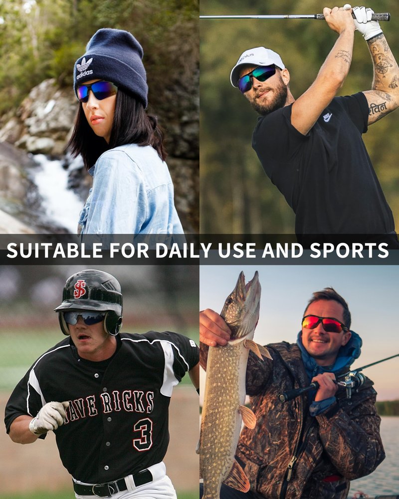 Rosemal Polarized Sunglasses for Men Women,TR90 Sport Sunglasses, UV400 Protection, Anti-Slip/Anti-Fog for Running, Cycling, Fishing, Driving Golf