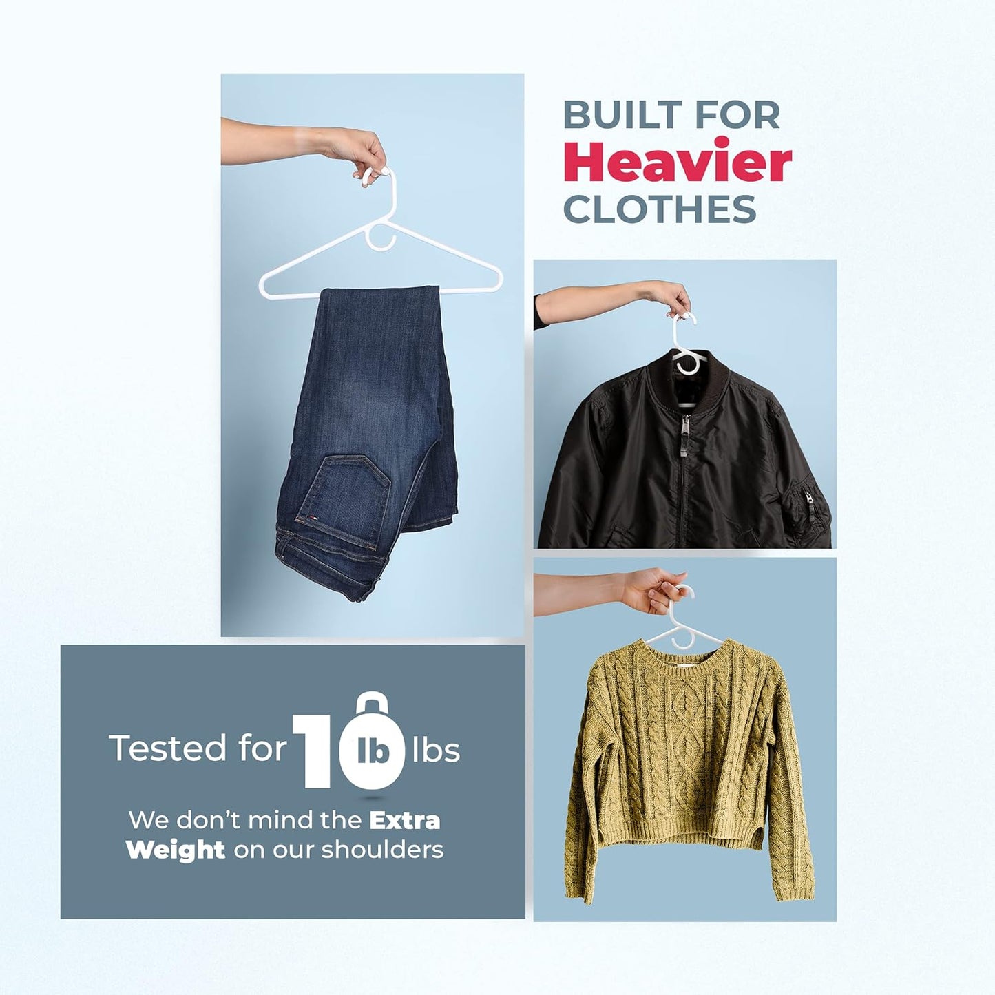 Neaties Heavy Duty Clothes Hangers - 18 Pack | 8lb Capacity Plastic Hangers for Adult Clothing - Durable White