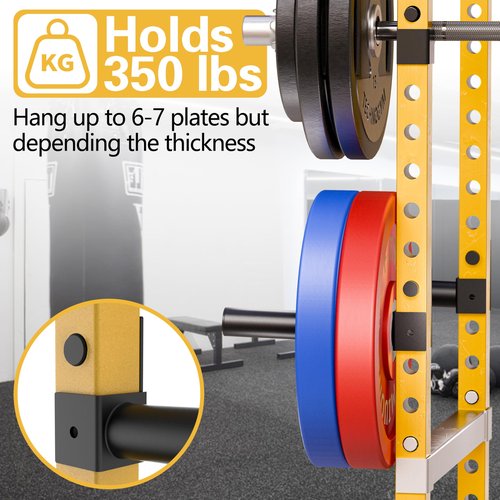 MIUONO Weight Plate Holder and Power Rack Attachments for 2X2 Power Rack Squat Rack Weight Plate Holder Bundle