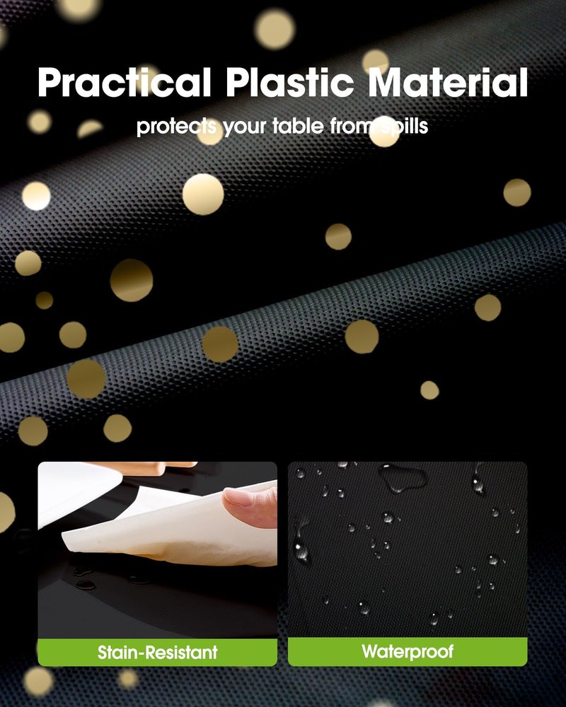 Pureegg Plastic Table Cloth Disposable 10 Pack, 54 x 108 Inch Table Cloths, Graduation Decorations Class of 2025, Graduation Tablecloths, Rectangle, Plastic Cover, Leakproof & Sturdy, Black and Gold