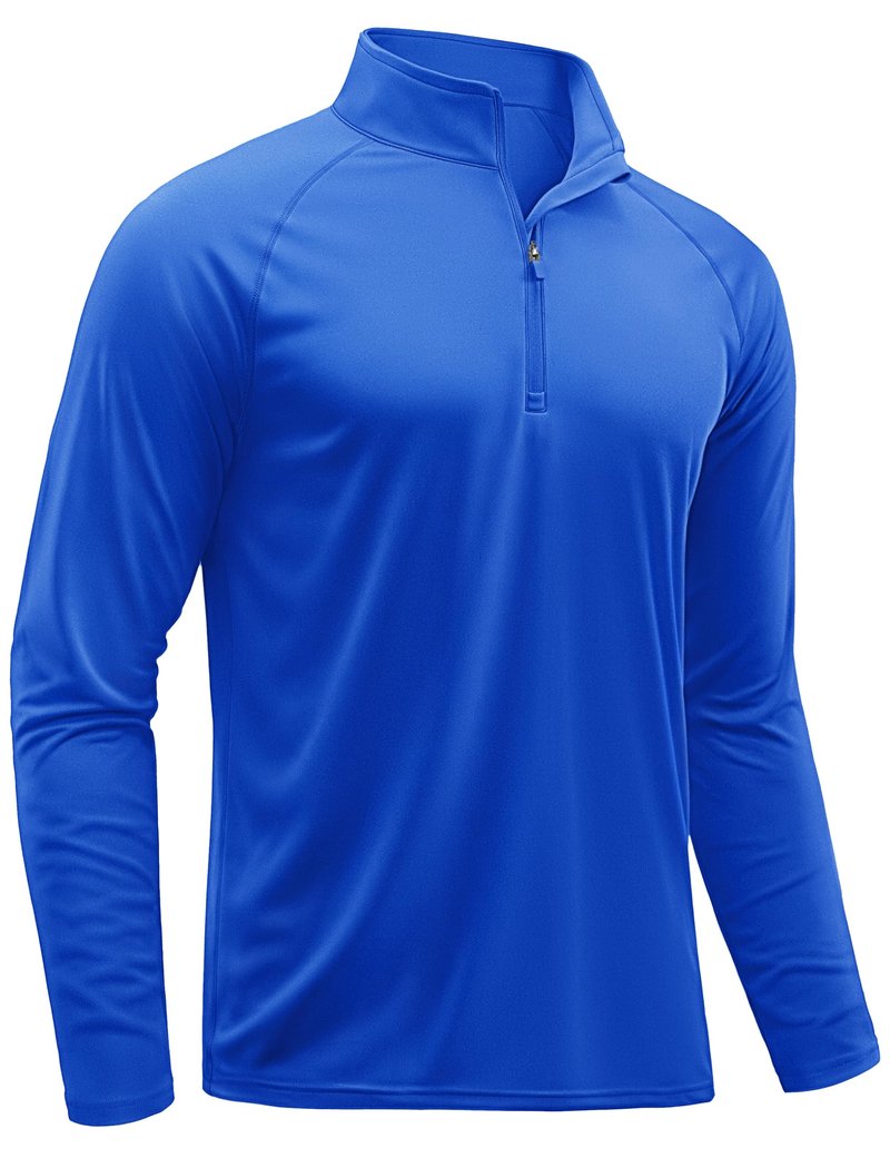 TACVASEN Men's Athletic Hiking Shirts Long Sleeve 1/4 Zip Pullover Tops UV Sun Protection Shirts for Summer Activewear Long Sleeve Dry Fit Men Blue S