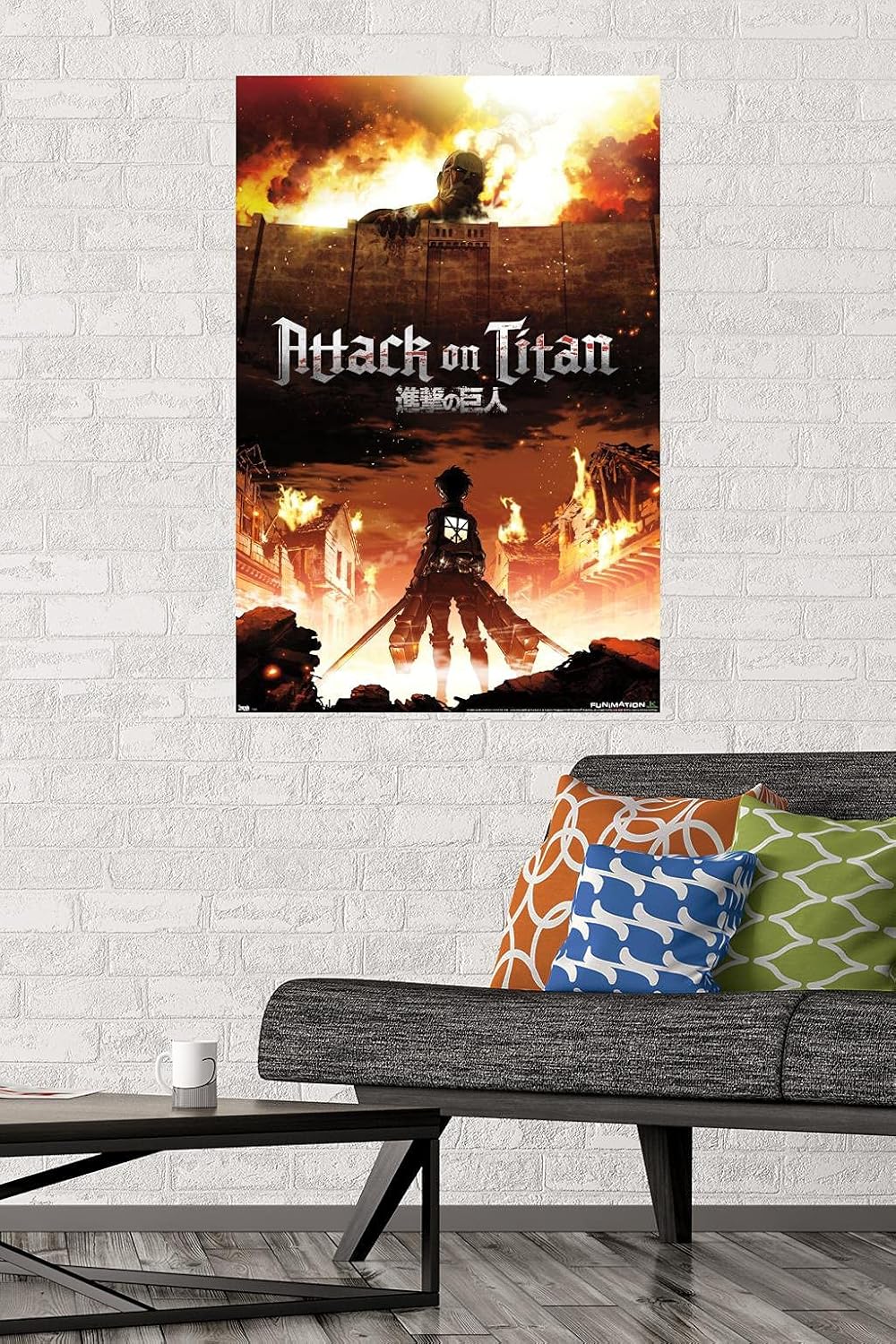 Trends International Attack on Titan Poster - Fire Wall Design, 22.375" x 34", Unframed