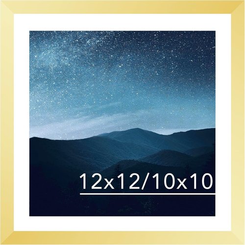 JCJMY 12x12 Picture Frame - Elegant Gold Design with 10x10 Mat for Diamond Art & Photos