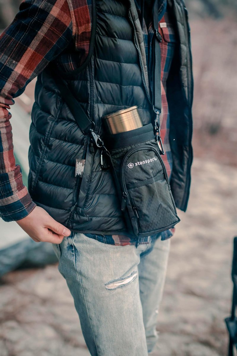 Stansport Insulated Bottle Carrier with Strap (1008-20) - Perfect for Tumblers and Water Bottles 32oz and 40 oz - Black