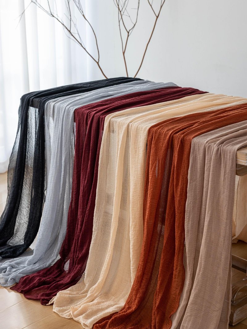 Keketoarrange 6pcs Cheesecloth Table Runner Nude Gauze Rustic Boho Coffee Cheese Cloth 120 Inch 10 FT for Wedding Baby Shower Bridal Shower Birthday Party Long Sheer Farmhouse Home Decorations