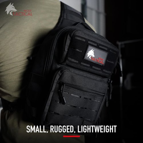 WOLF TACTICAL EDC Sling Bag - Concealed Carry Shoulder Bag for Range, Travel, Hiking, Outdoor Sports (Black Camo)