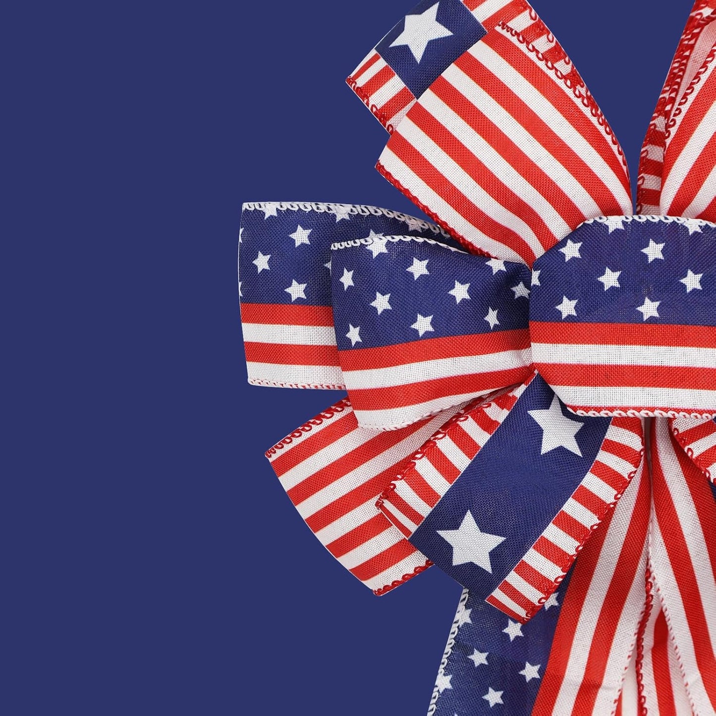 Skiennix Large 4th of July Bows - Pre-Tied Patriotic Wired Ribbon Bows, 20x11 Inch, 2 Pack (Red)