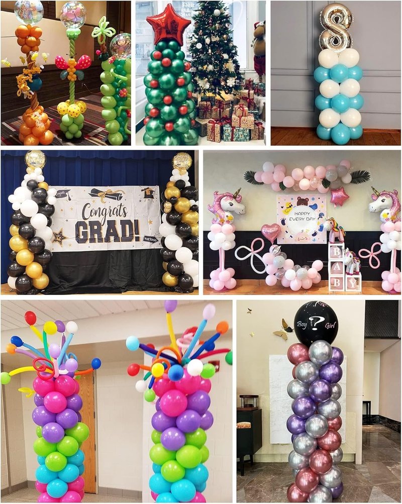 YALLOVE Balloon Column Stand Kit Sets of 2, 7 Feet Height Adjustable Balloon Tower Pillar with Reusable Metal Telescopic Design for Birthday, Wedding, Baby Shower, Graduation Party Decoration