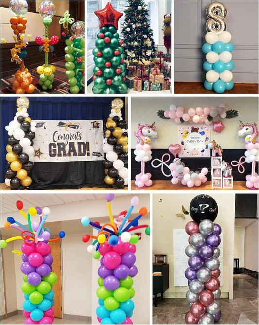 YALLOVE Balloon Column Stand Kit Sets of 2, 7 Feet Height Adjustable Balloon Tower Pillar with Reusable Metal Telescopic Design for Birthday, Wedding, Baby Shower, Graduation Party Decoration