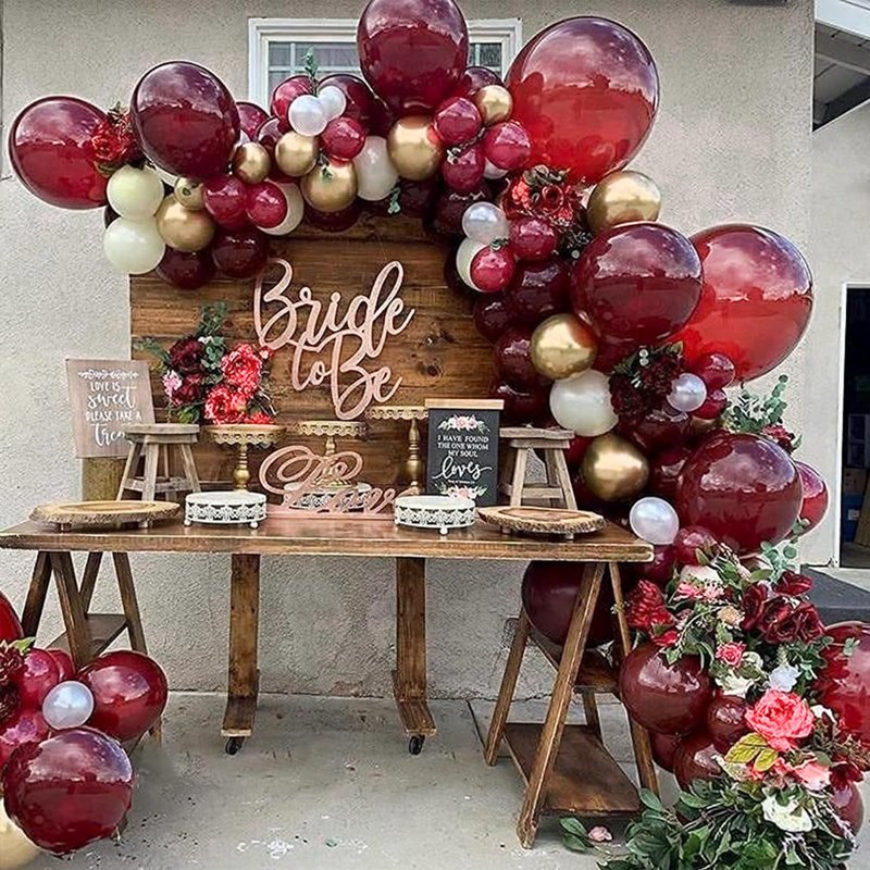 PartyWoo Burgundy Balloons 50pcs 12 Inch Dark Chestnut Red Maroon Helium Balloons for Graduation Wedding Thanksgiving Birthday Bachelorette Citizenship Strawberry Theme Party Decorations Red-Y62