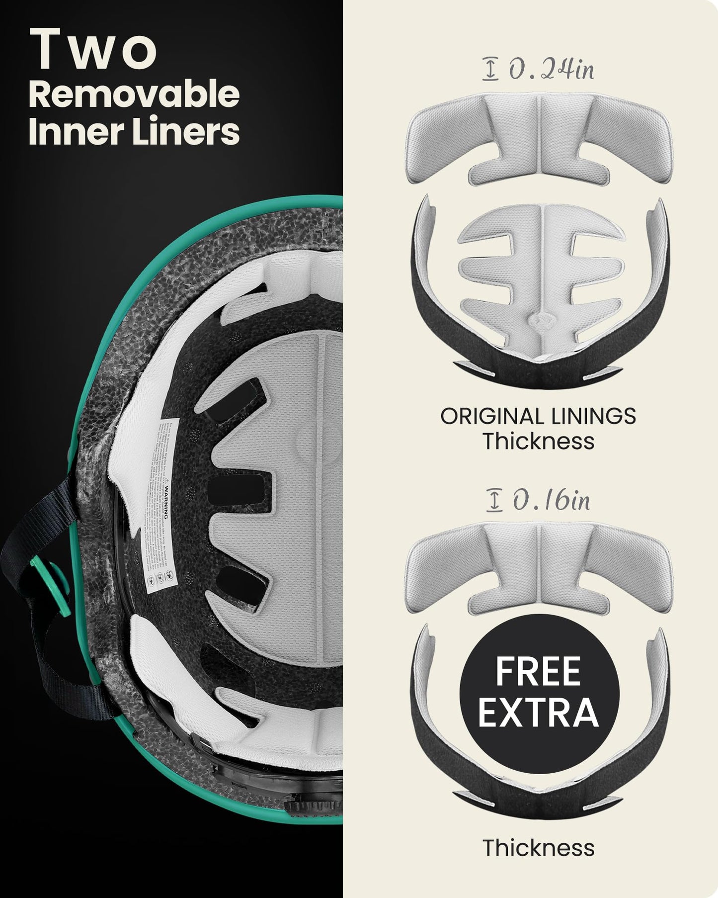 OutdoorMaster Skateboard Cycling Helmet - Two Removable Liners Ventilation Multi-Sport Scooter Roller Skate Inline Skating for Kids, Youth & Adults - XS - Sea Green