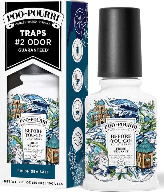 Poo-Pourri Toilet Spray - Fresh Sea Salt Deodorizer | 2 Fl Oz, Up to 100 Uses, TSA Approved