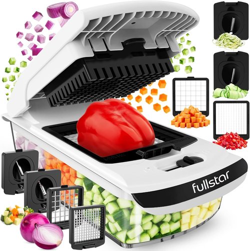 Fullstar Vegetable Chopper - 4-in-1 Pro Food Chopper & Spiralizer with Container | Essential Kitchen Gadget (White)
