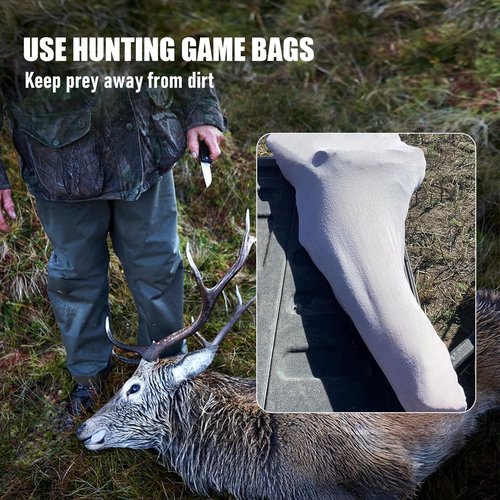ELEMONY Elk Game Bags Hunting Meat Bags, 5-Pack Rolled Deer Game Bags, Reusable & Breathable Meat Game Bags with Reflective Strip for Elk, Caribou, Deer, Moose, Antelope, Duck