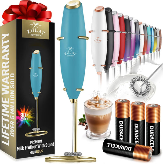 Zulay Kitchen Milk Frother Wand - Ultra-Fast Electric Whisk for Coffee & Lattes - Lake Gold Finish
